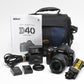 Nikon D40 DSLR body w/Nikkor 18-55mm f3.5-5.6G ED II, 2Batts+Case, Great!