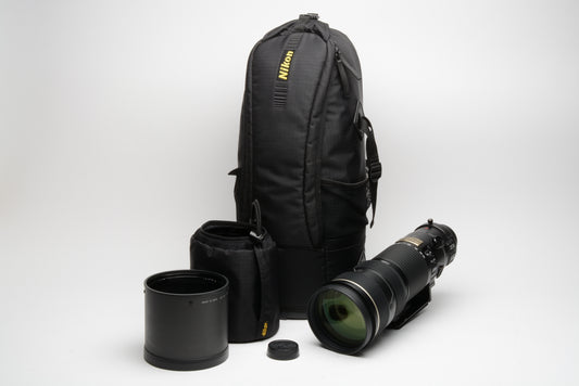Nikon AF-S Nikkor ED 200-400mm f4G VR Tele zoom, USA Version, caps+case+Kirk mount