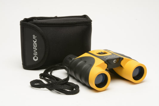 Barska 10x25 Waterproof Yellow Binoculars, w/Case, Nice & Compact