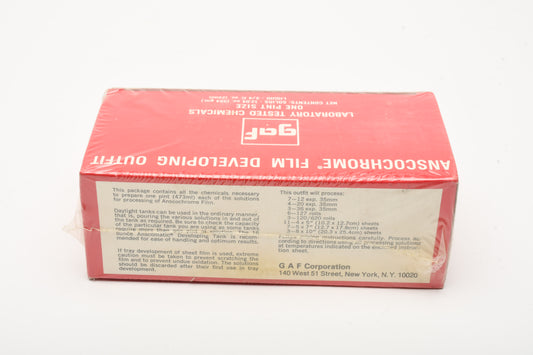 GAF Anscochrome film developing kit 5300-104 One Pint - Sealed - Old stock