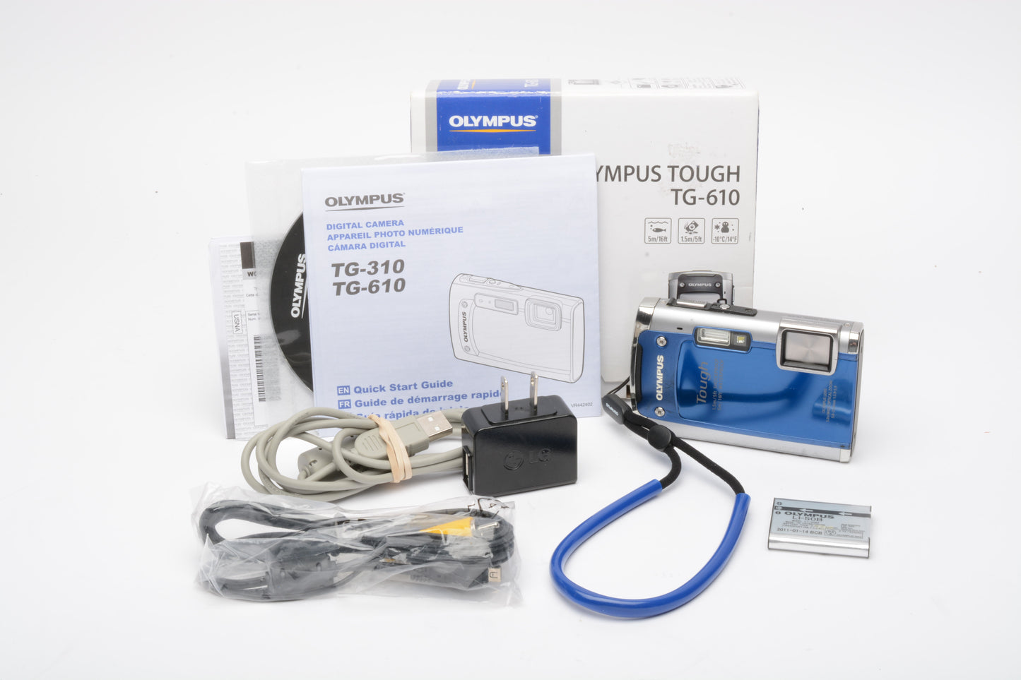 Olympus Tough TG-610 14MP digital Point&Shoot camera (Blue), Tested, Boxed