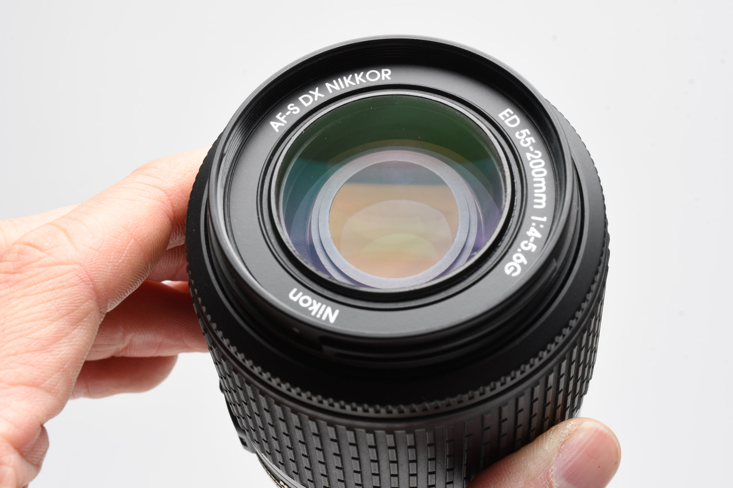 Nikon AF-S 55-200mm f4-5.6G ED VR DX SWM, Hood, Caps, Pouch, Mint-