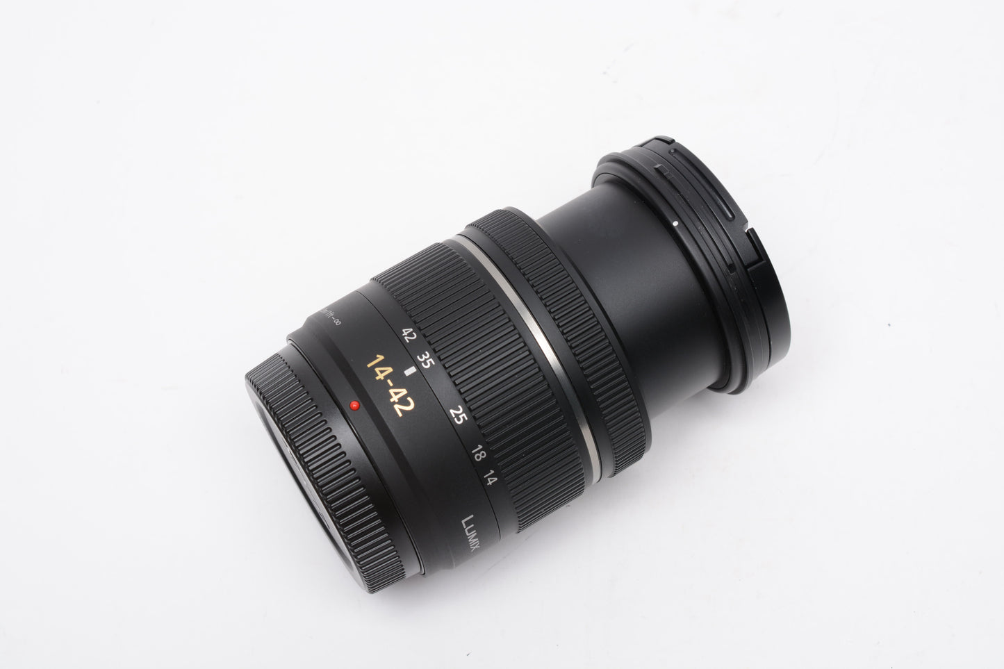 Panasonic Lumix G Vario 14-42mm F3.5-5.6 Mega O.I.S. Zoom Lens, Mint- +UV, Hood