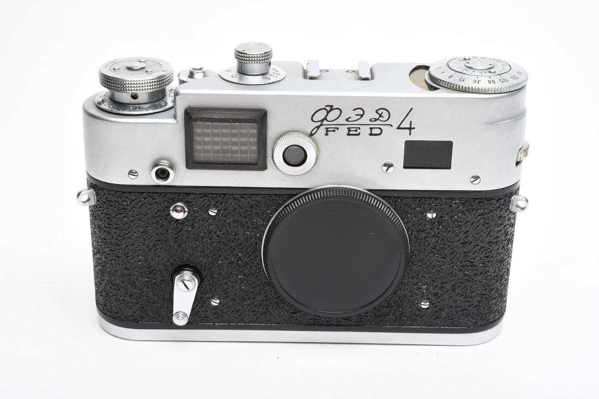 Fed 4 Rangefinder 35mm Camera Body w/ Original Leather Case (USSR) works!