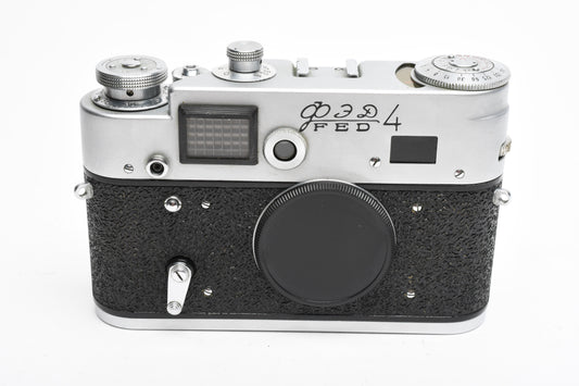 Fed 4 Rangefinder 35mm Camera Body w/ Original Leather Case (USSR) works!