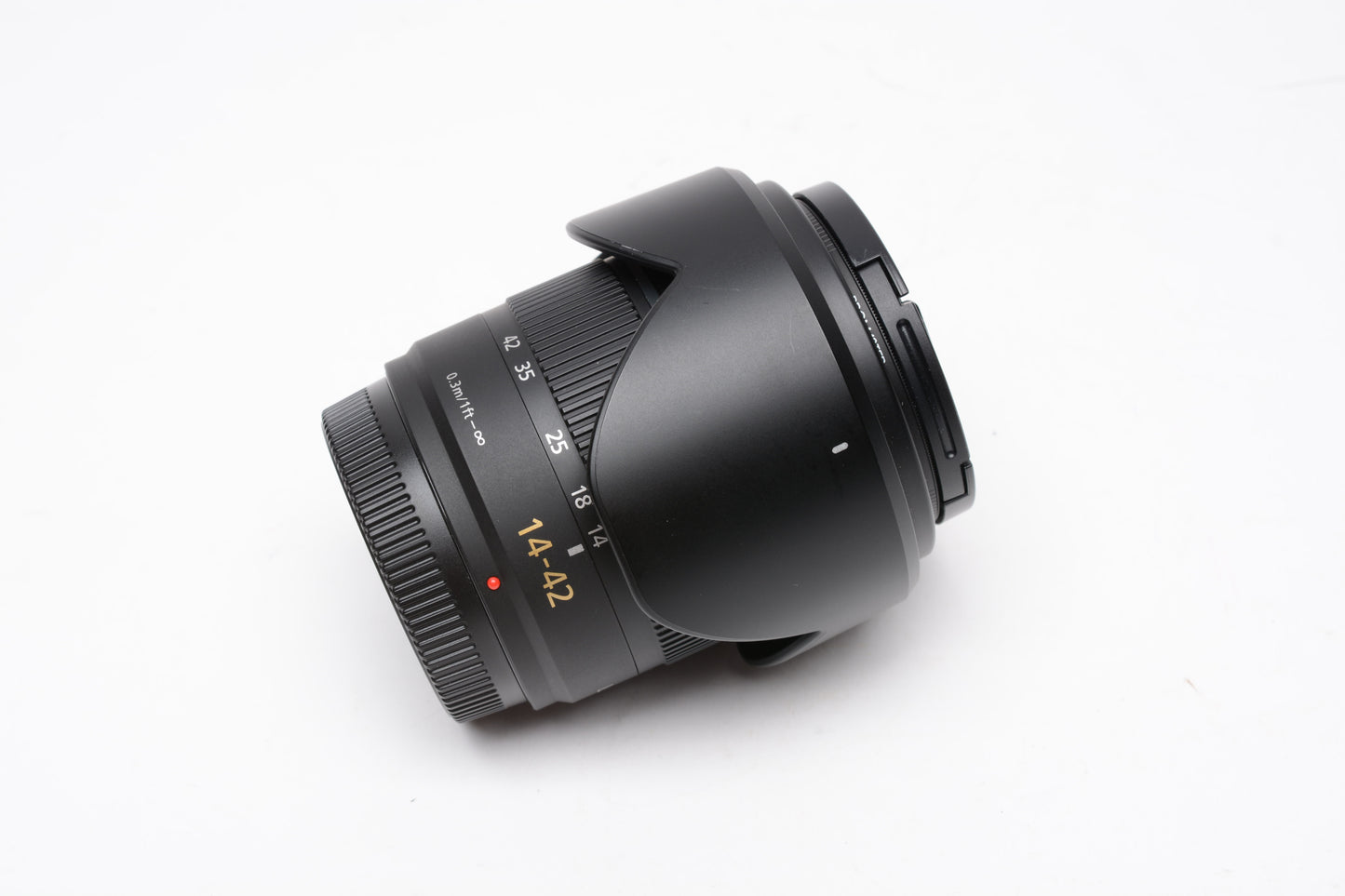 Panasonic Lumix G Vario 14-42mm F3.5-5.6 Mega O.I.S. Zoom Lens, Mint- +UV, Hood