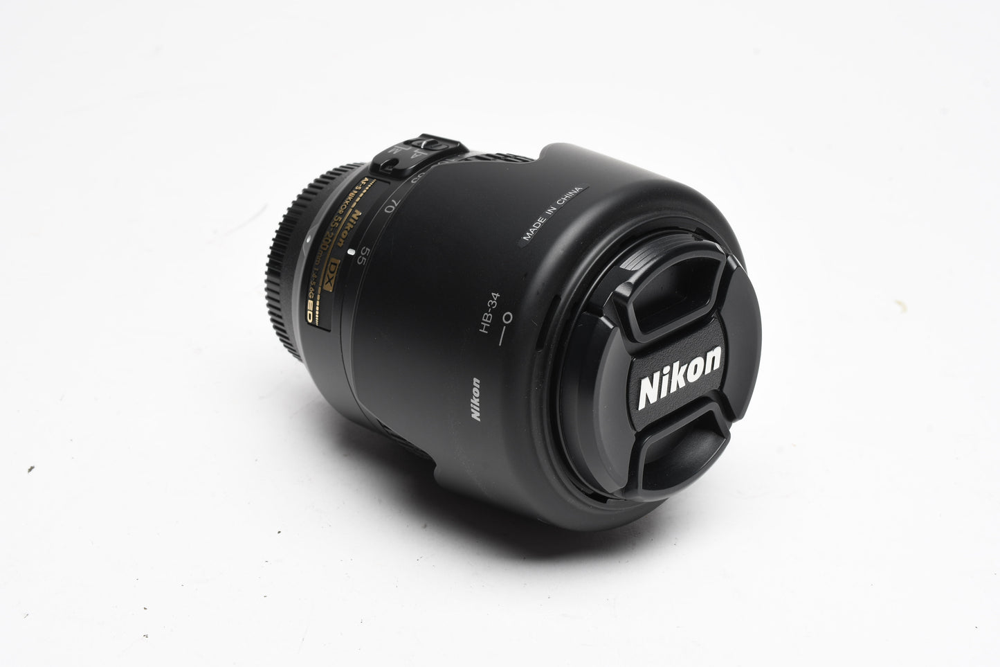 Nikon AF-S 55-200mm f4-5.6G ED VR DX SWM, Hood, Caps, Pouch, Mint-