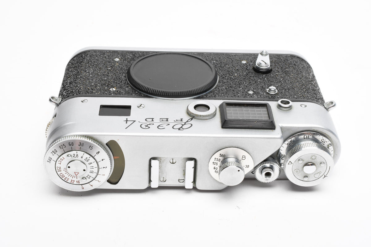 Fed 4 Rangefinder 35mm Camera Body w/ Original Leather Case (USSR) works!
