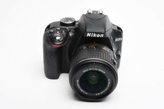 Nikon D3300 DSLR w/18-55mm zoom, 2X Batts, filters, Case, Only 2616 Acts!