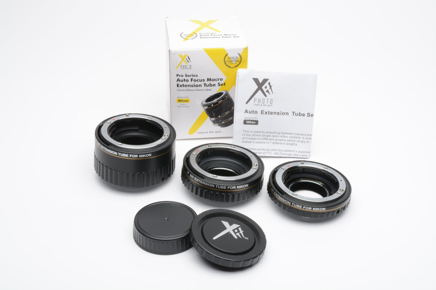 XIT Macro Extension tube set 12, 20, 36mm for Nikon DSLR cameras, Mint- in box