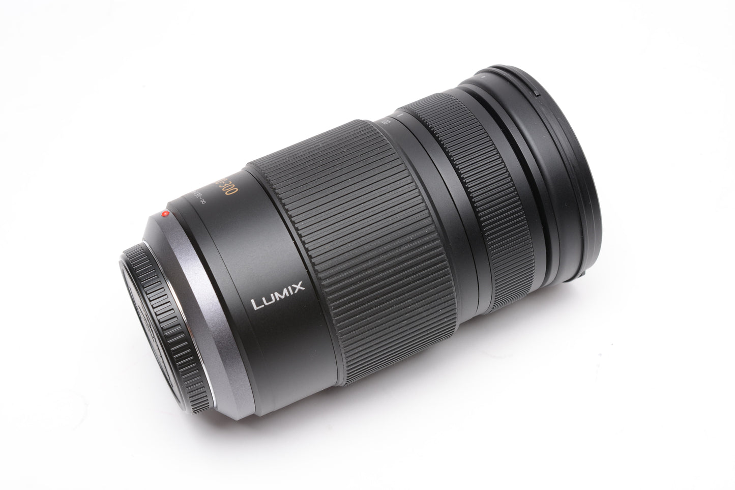Panasonic Lumix G Vario 100-300mm f4-5.6 Mega O.I.S Lens, UV, Hood, Pouch, Mint-