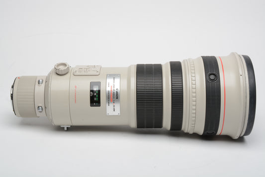 Canon EF 500mm f4 L IS USM lens, 500B case, caps, hood, clean and sharp!