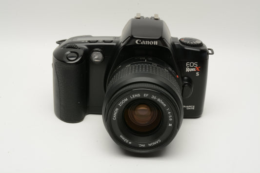 Canon EOS Rebel XS QD 35mm SLR w/EF 35-80mm F4-5.6 III, UV, Case, Tested