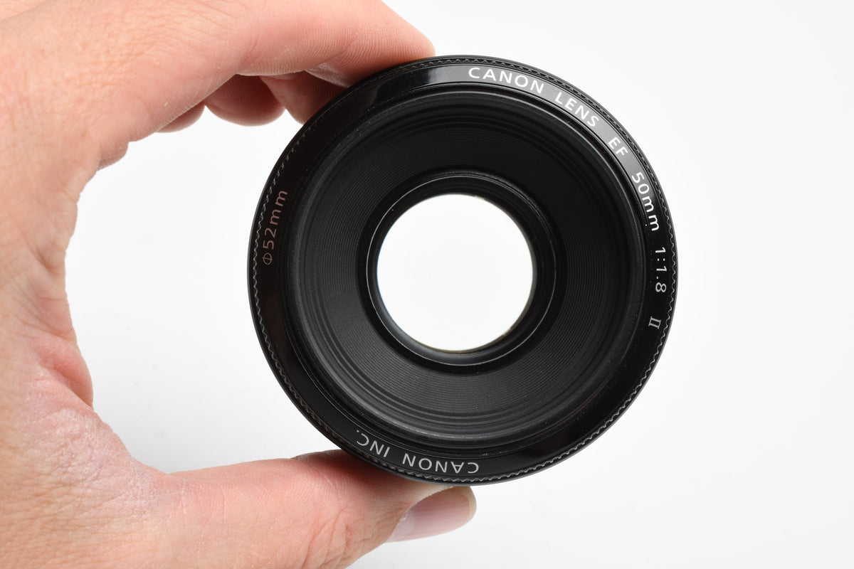 Canon EF 50mm f1.8 II prime lens, caps, Clean, + UV filter, Nice