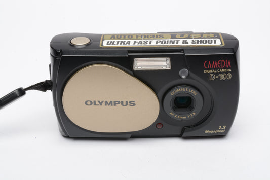 Olympus Camedia D-100 1.3MP digital Point&Shoot camera, boxed, card manuals, tested