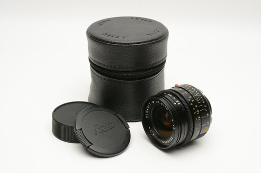 Leica 28mm f2.8 Elmarit-M 11809 E46 6Bit lens w/caps + case, Great!