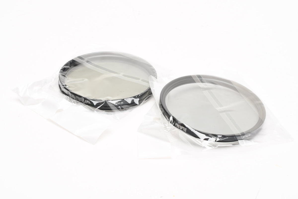 Pro Optic set of 2 67mm filters:  CPL and ND2, New