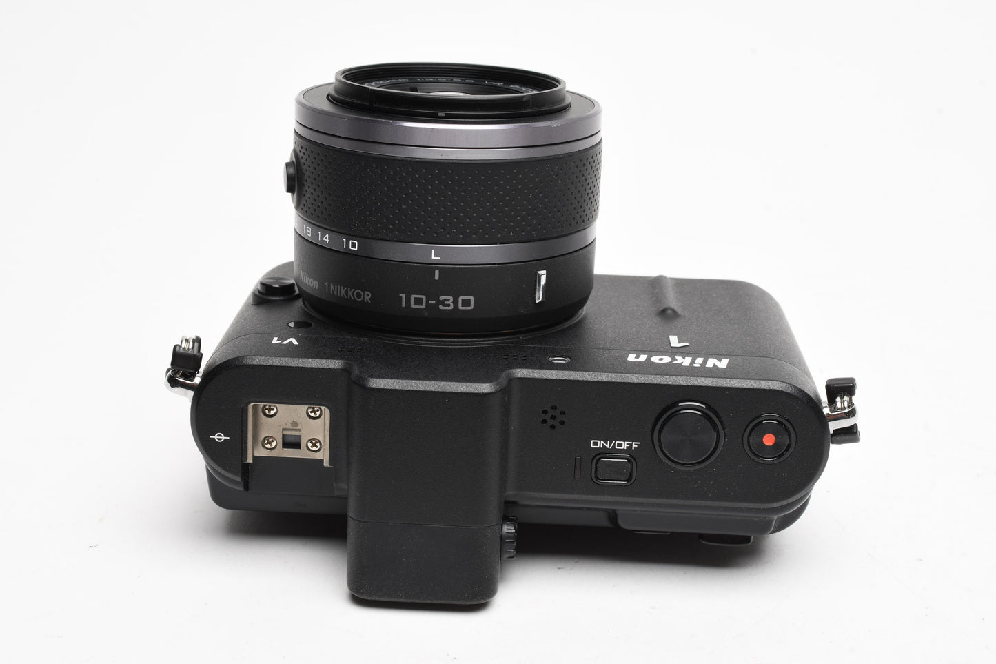 Nikon 1 V1 Mirrorless Camera w/Nikkor 10-30mm lens, UV, batt+charger, Mint-