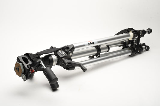 Manfrotto 3033 tripod legs w/3047 pan head, strap, QR plate, Great!