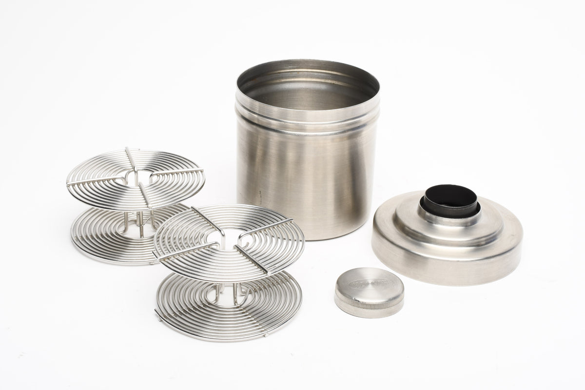 Kalcor Stainless steel 120 developing tank w/2X 35mm Stainless steel reels, Clean