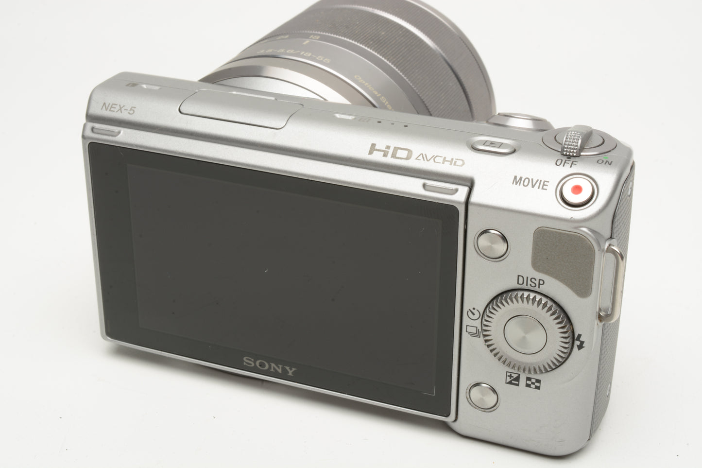 Sony NEX 5 Mirrorless w/18-55mm f3.5-5.6 zoom, 2batts, charger, flash, case