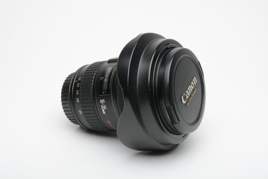 Canon EF 16-35mm f2.8L USM wide angle zoom, hood+caps+UV, clean & sharp