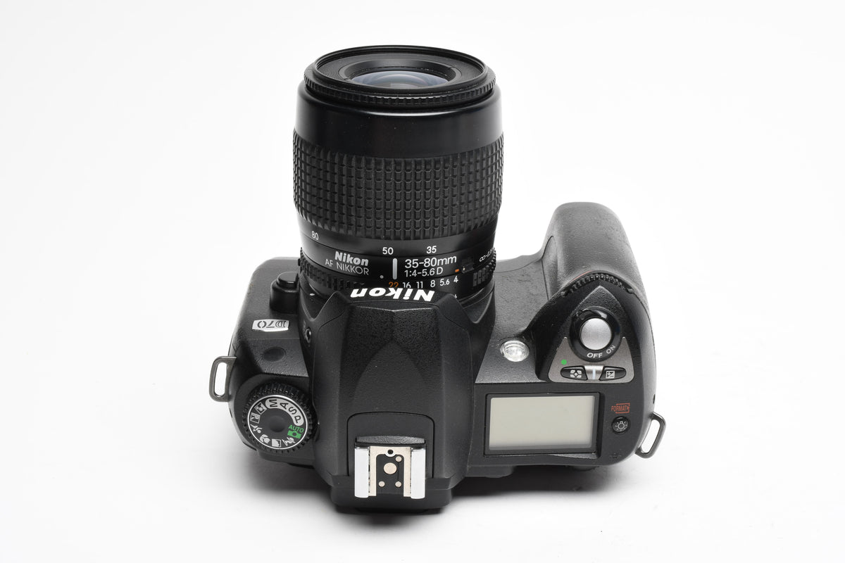 Nikon D70 DSLR Body w/AF 35-80mm zoom, 2Batts, Strap, 16K Acts