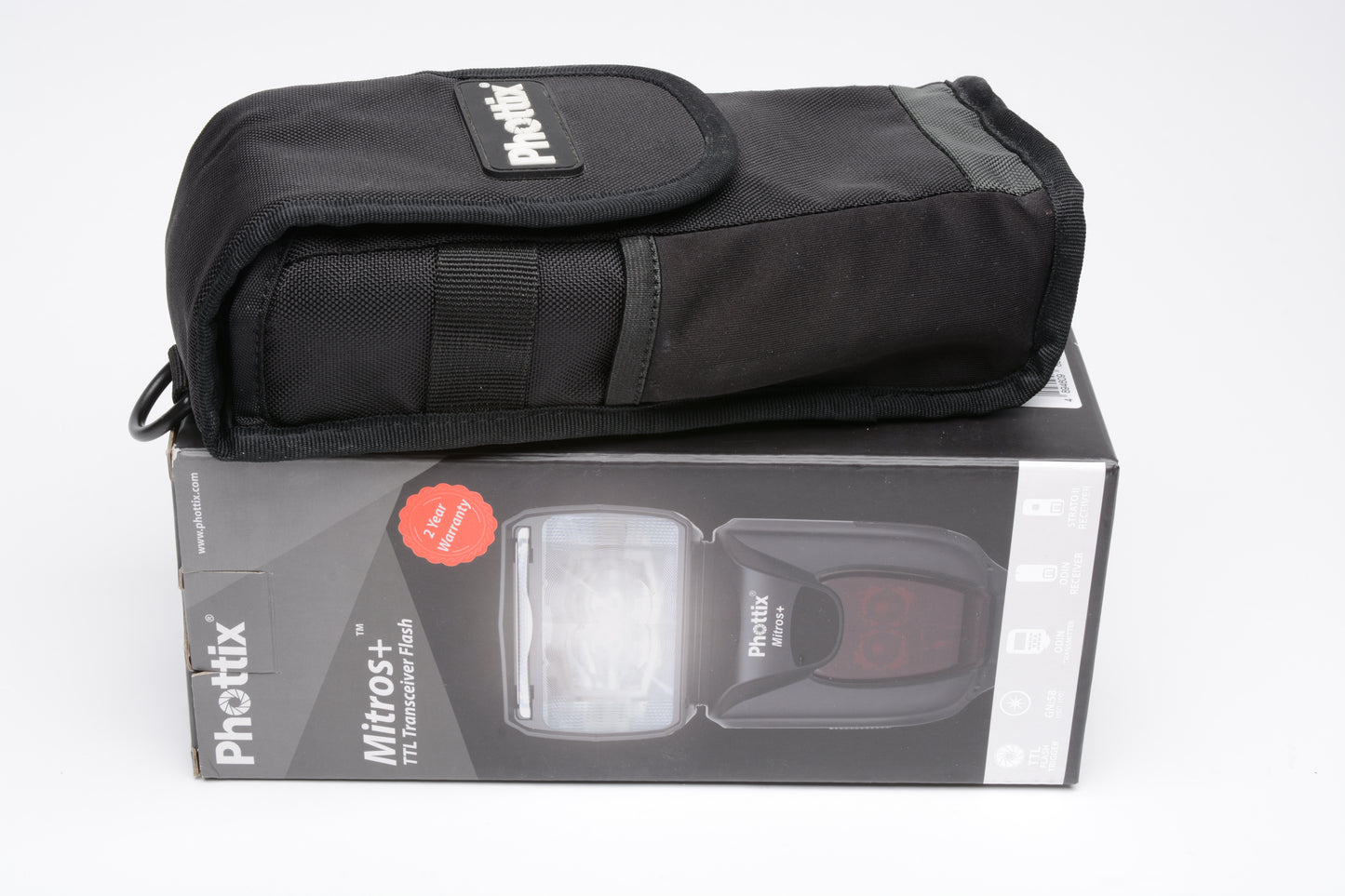 Phottix Mitros+ TTL Flash for Nikon, case, stand, diffuser, Boxed, Mint-
