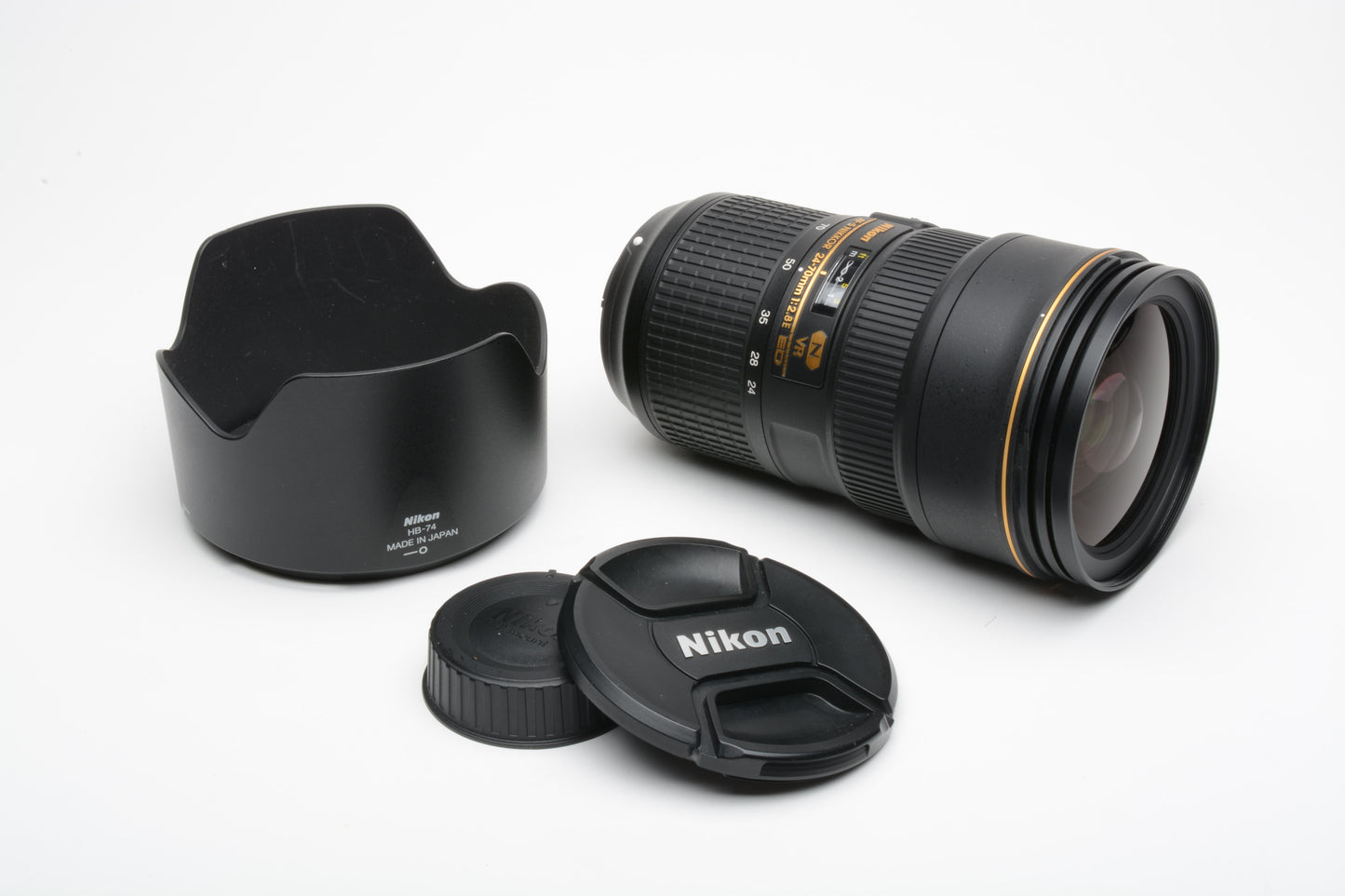 Nikon AF-S Nikkor 24-70mm f2.8E ED VR N zoom lens, USA Version, hood+caps