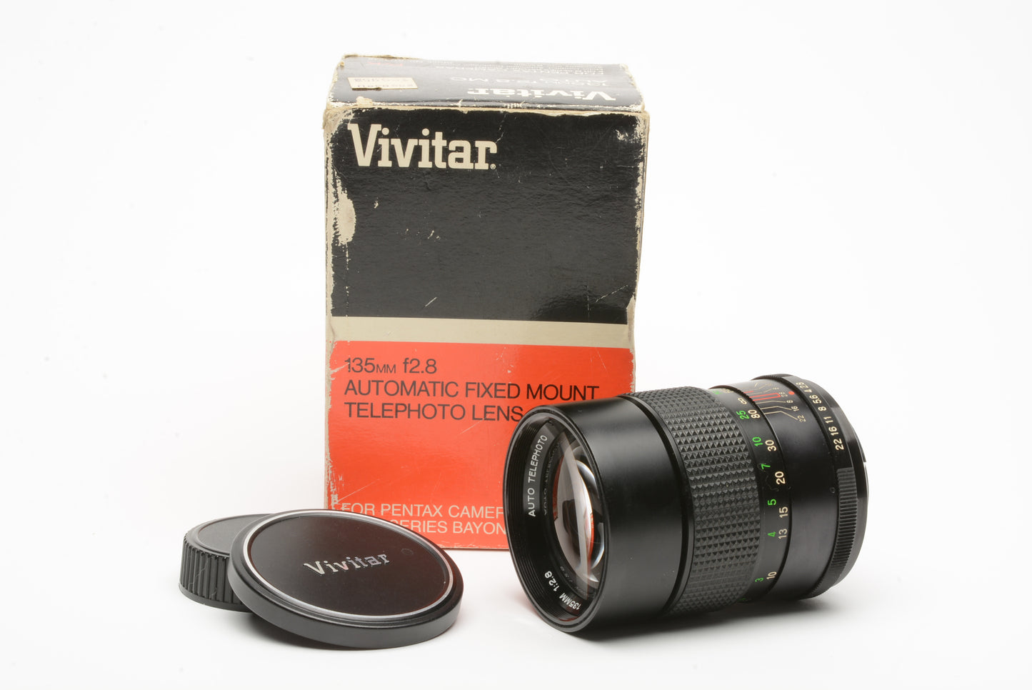Vivitar 135mm f2.8 Pentax PK Portrait lens, caps, boxed, MINT
