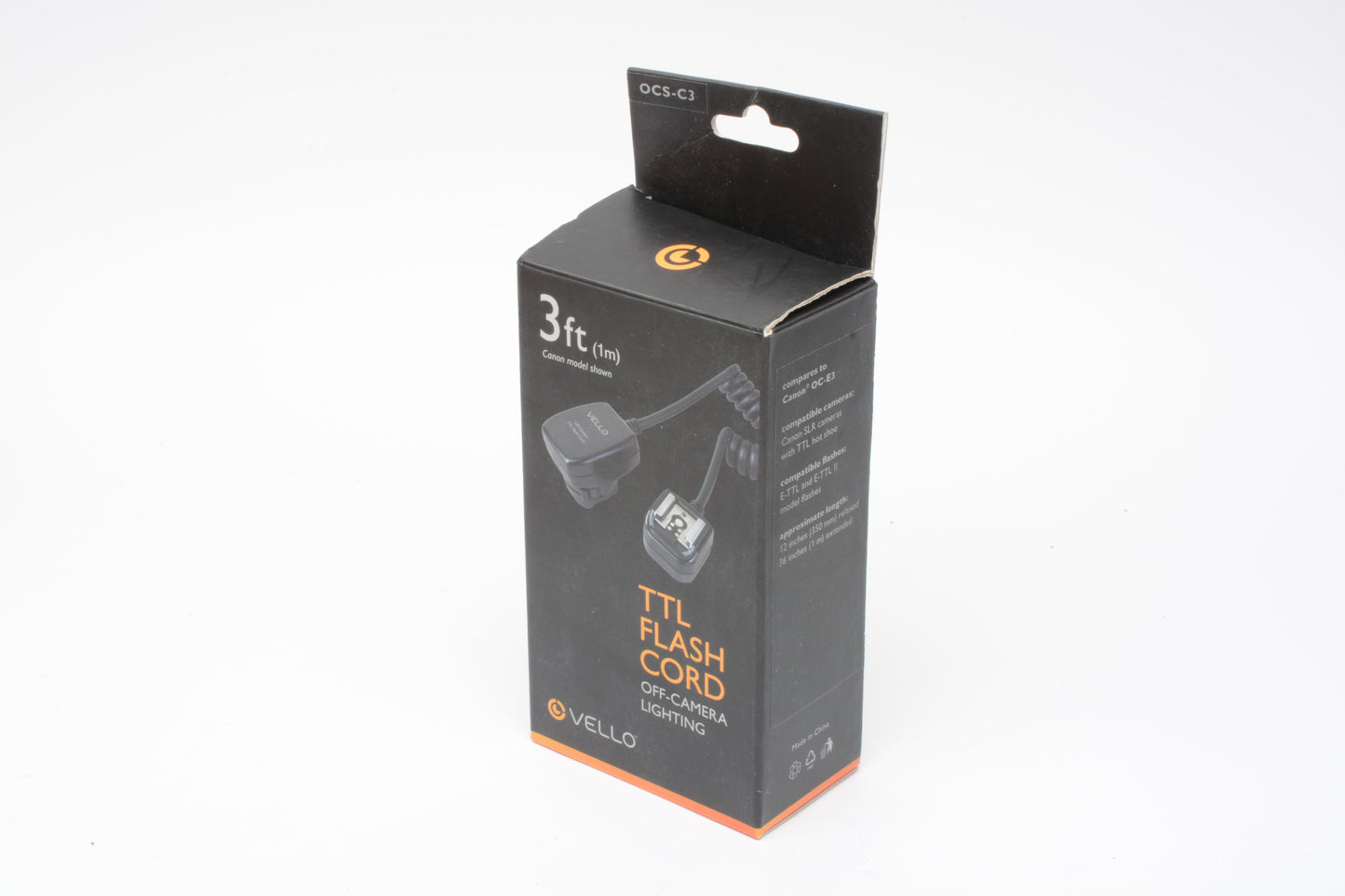 Vello Canon TTL off camera coiled flash cable, NIB