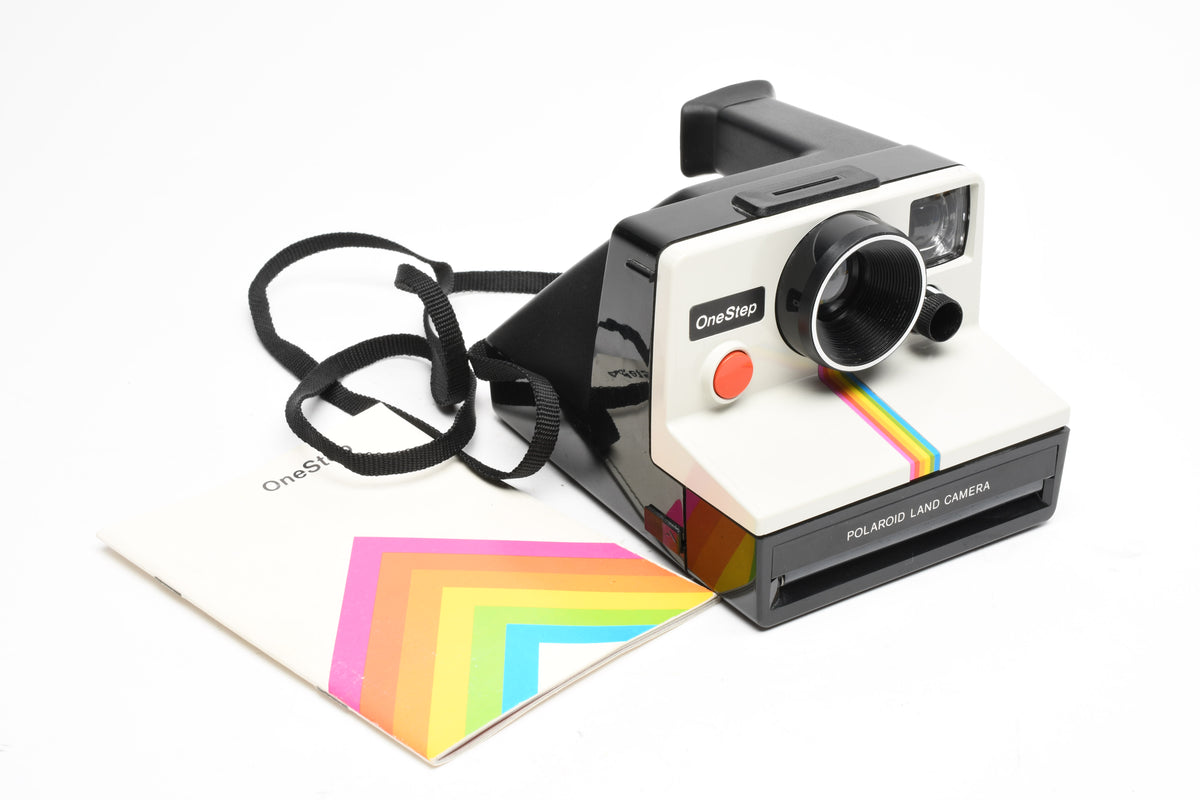 Polaroid One Step Land Instant camera w/rainbow stripe, Clean, Manual