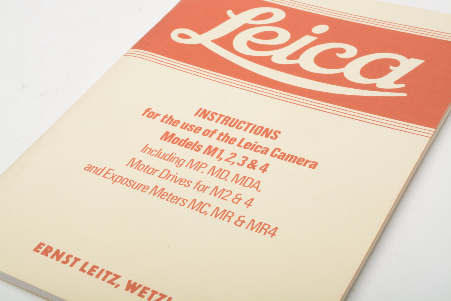 Leica Models M1, 2,3,4  Instructions book, Very clean, 67 pages