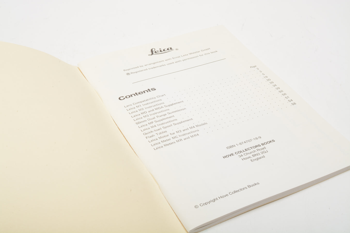 Leica Models M1, 2,3,4  Instructions book, Very clean, 67 pages