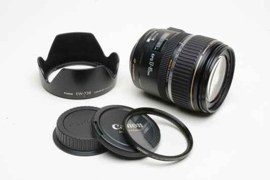 Canon EFS 17-85mm f4-5.6 IS USM Zoom lens, UV, Hood, *Manual Focus Only!