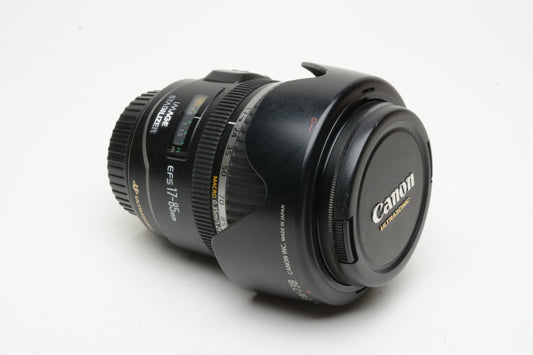 Canon EFS 17-85mm f4-5.6 IS USM Zoom lens, UV, Hood, *Manual Focus Only!