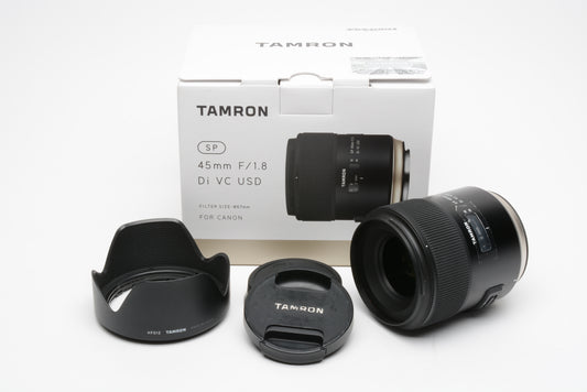 Tamron SP 45mm f1.8 Di VC USD lens for Canon EF, boxed, USA Version