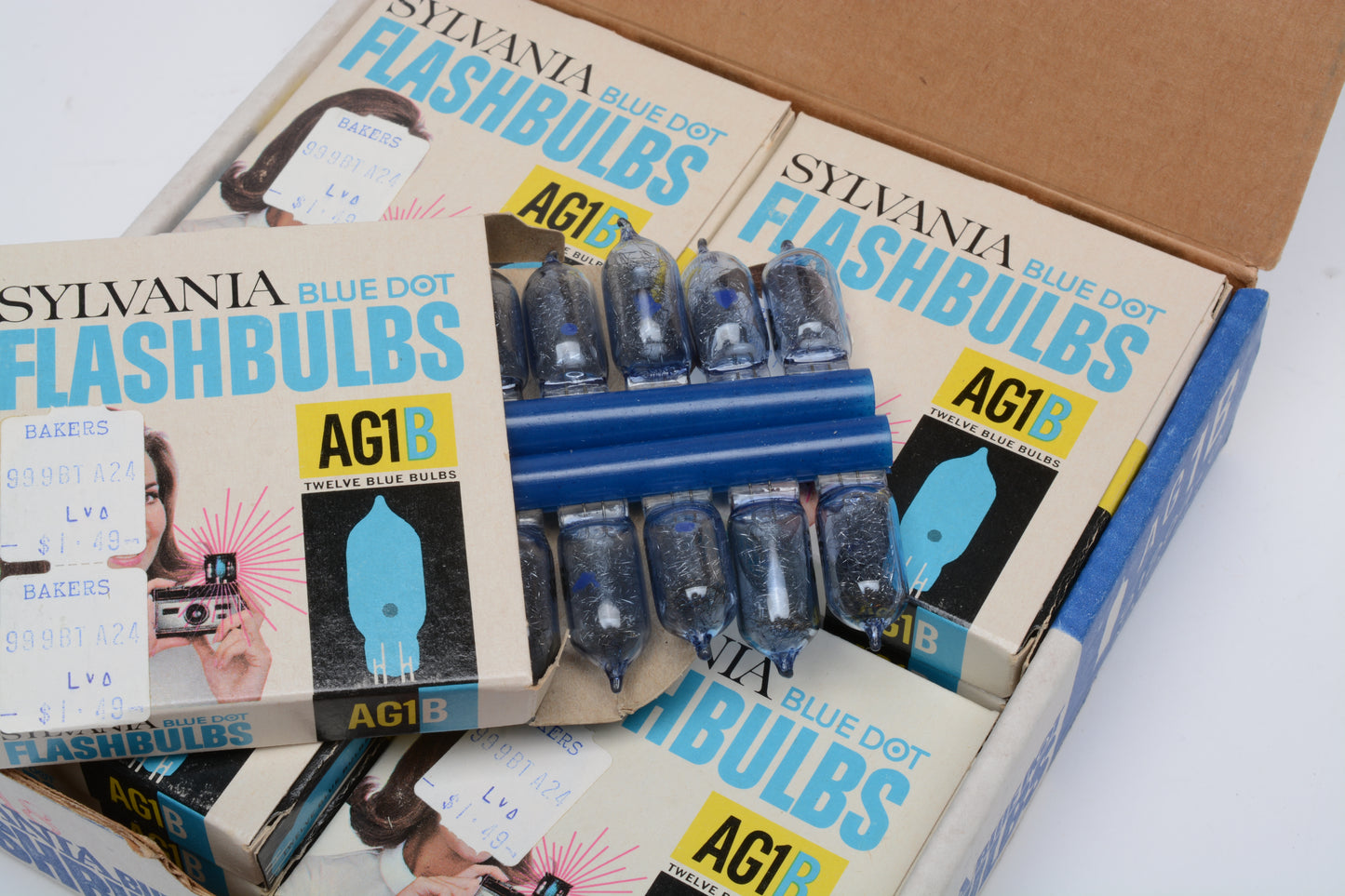 144X Sylvania AG1B Flashbulbs (Blue) New 12 packs of 12 bulbs