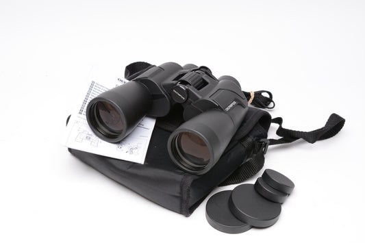 Olympus 10x50 S Binoculars, Case, Caps, Strap, Mint-