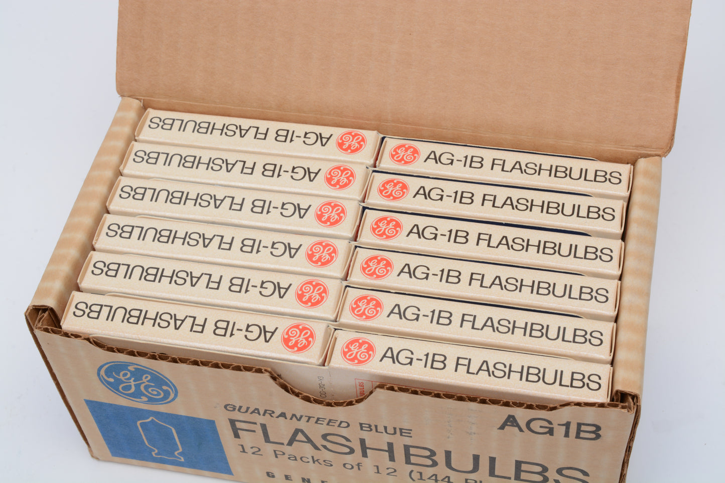 144X GE AG1B Flashbulbs (Blue) New 12 packs of 12 bulbs