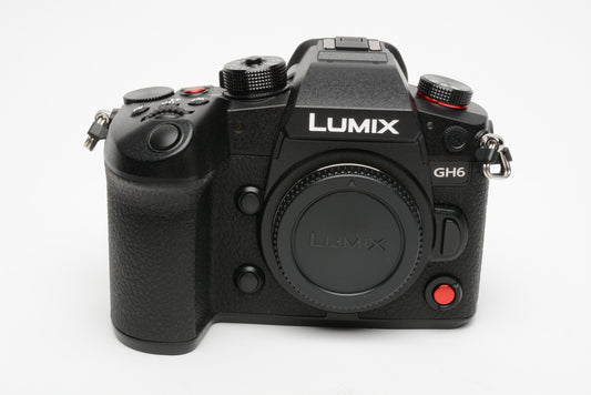 Panasonic Lumix GH6 Body, batt, charger, manual, boxed, minimal use, 276 Acts!  Mint