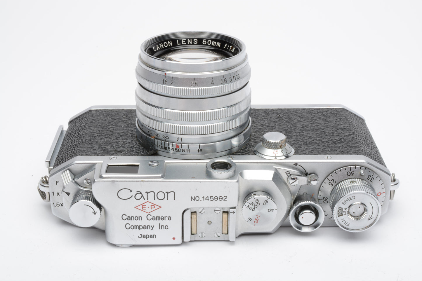 Canon II S2 (EP) Rangefinder camera w/LTM 50mm f1.8 lens, case, UV, Tested, Mint-