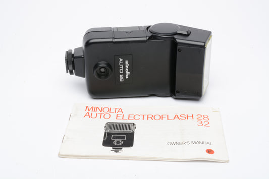 Minolta Auto 28 electronic flash, clean, tested, w/manual