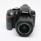 Nikon D5300 DSLR Camera w/AF-S 18-55mm f3.5-5.6 G II VR zoom, 2batts, 33K