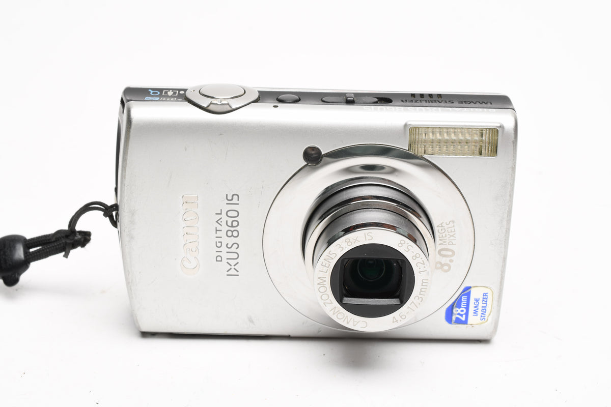 Canon IXUS 860 IS 8MP Digital Point&Shoot w/2X batts+charger+case++