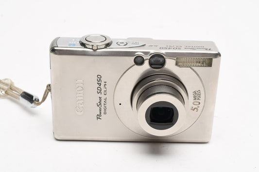 Canon PowerShot SD450 5MP Digital Point&Shoot w/2X batts+charger+case++