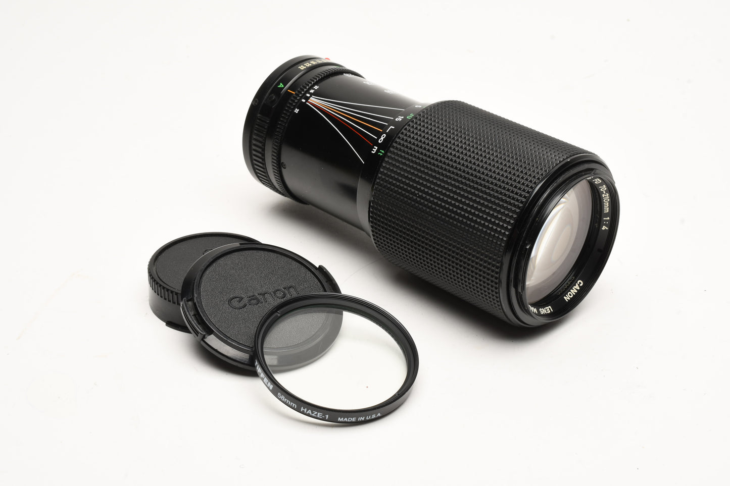 Canon FD 70-210mm f4 zoom lens, caps, UV, smooth, Great!