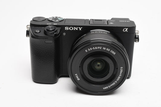 Sony A6400 Mirrorless w/16-50mm zoom, 2batts, charger, UV Only 3962 Acts!