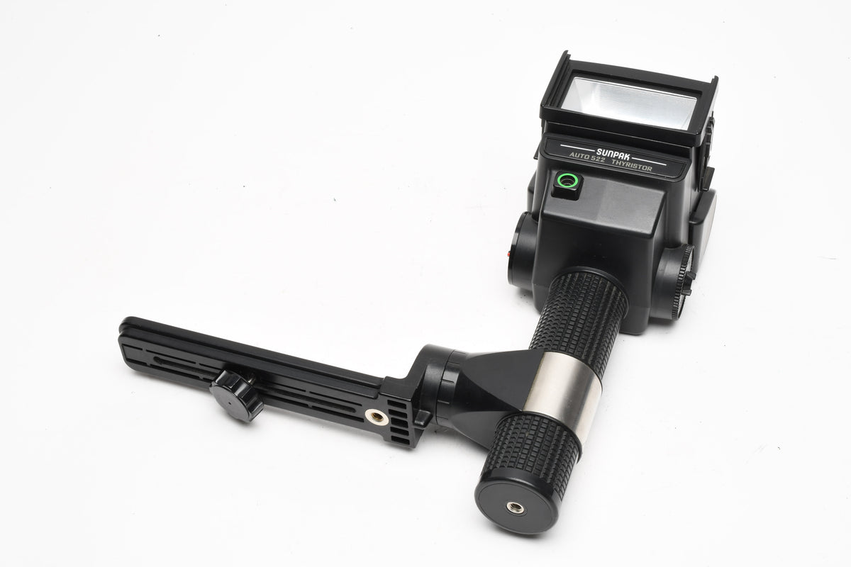 Sunpak Auto 522 Handle mount flash 35mm bracket, Sync, tested, great