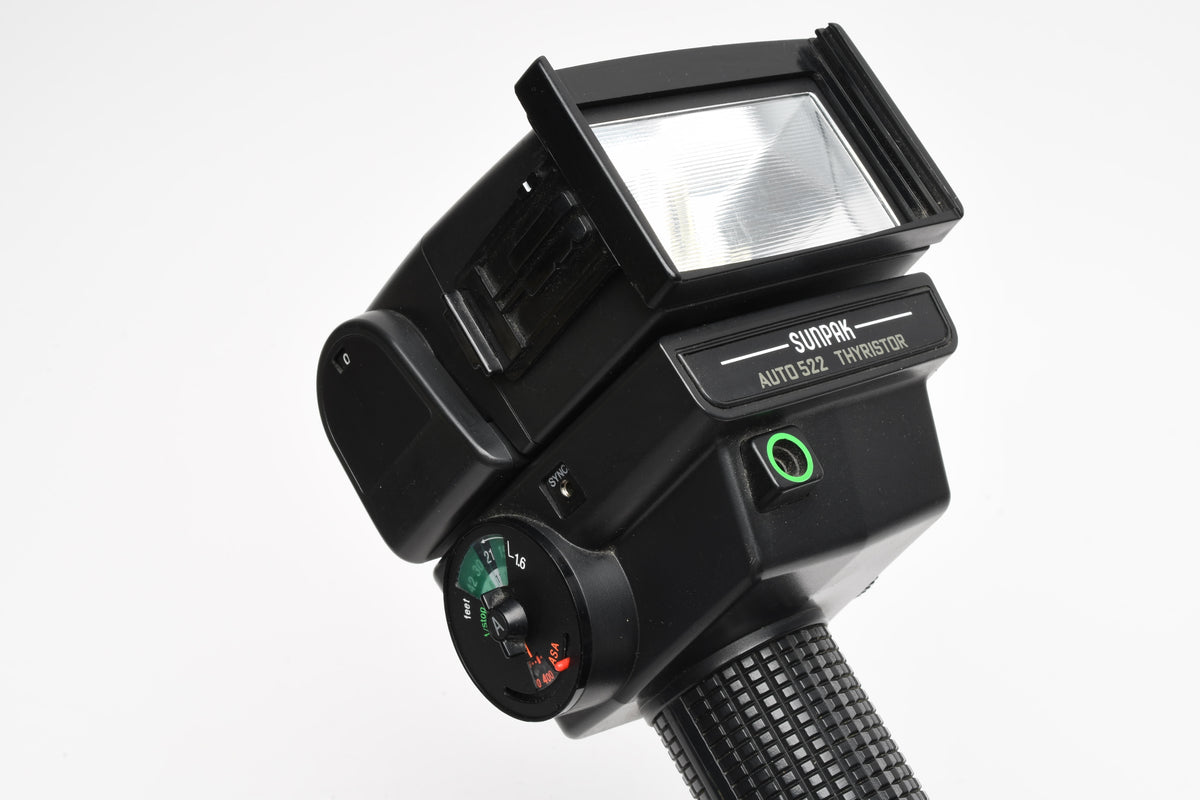 Sunpak Auto 522 Handle mount flash 35mm bracket, Sync, tested, great